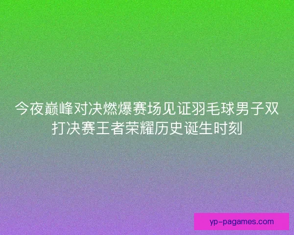 今夜巅峰对决燃爆赛场见证羽毛球男子双打决赛王者荣耀历史诞生时刻